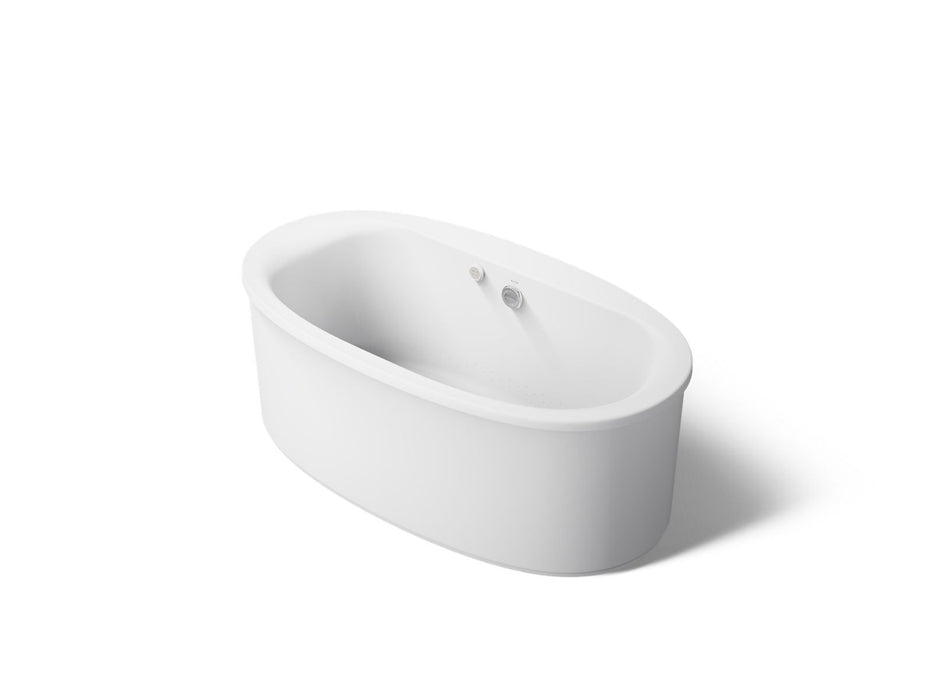 KOHLER K-1966-GHW Sunstruck 65-1/2" x 35-1/2" freestanding Heated BubbleMassage air bath with Bask heated surface and straight shroud