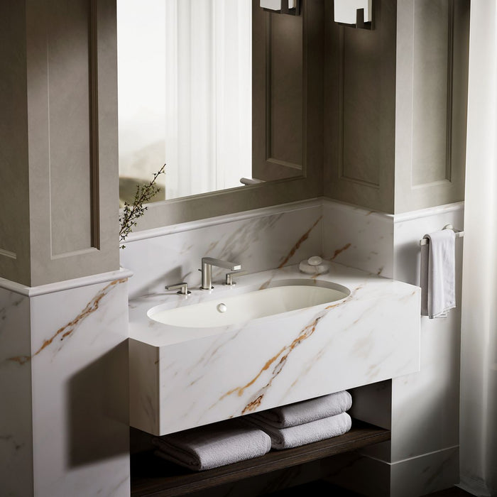 KOHLER K-20213 Iron Plains 33" oval drop-in/undermount bathroom sink, biscuit - view 5