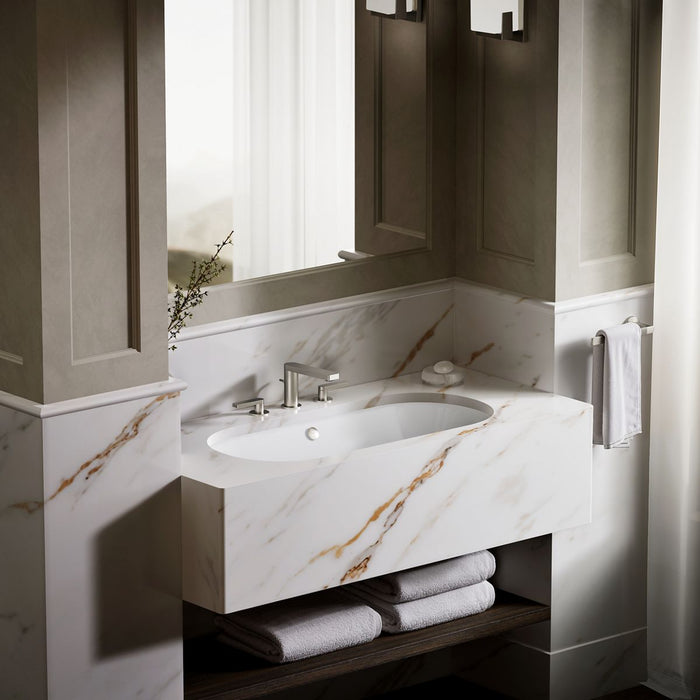 KOHLER K-20213 Iron Plains 33" oval drop-in/undermount bathroom sink, white - view 3