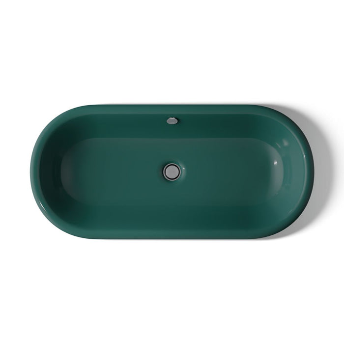 KOHLER K-20213-PAT Iron Plains 33" oval drop-in / undermount / vessel bathroom sink, teal exterior with teal interior -...