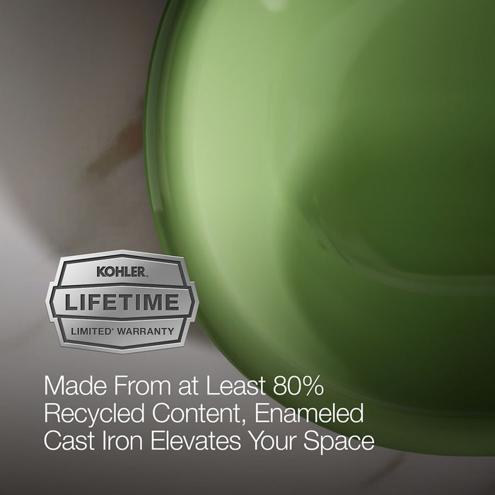 KOHLER K-20213-PFG Iron Plains 33" oval drop-in / undermount / vessel bathroom sink, fresh green exterior with fresh...
