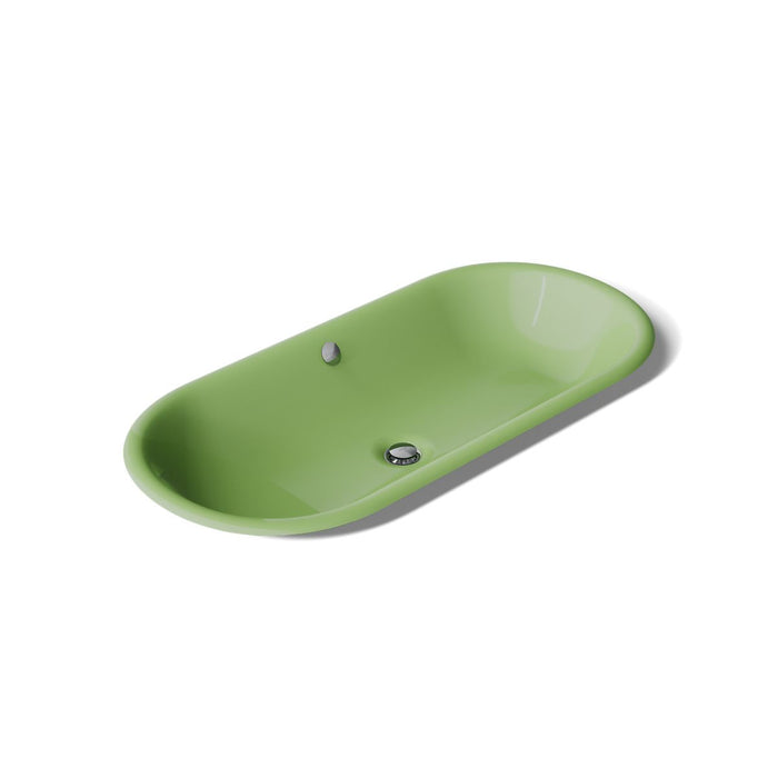 KOHLER K-20213-PFG Iron Plains 33" oval drop-in / undermount / vessel bathroom sink, fresh green exterior with fresh...