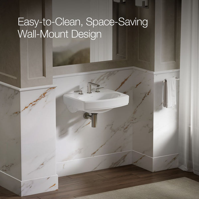 KOHLER K-2028-8 Pinoir 22" oval wall-mount bathroom sink