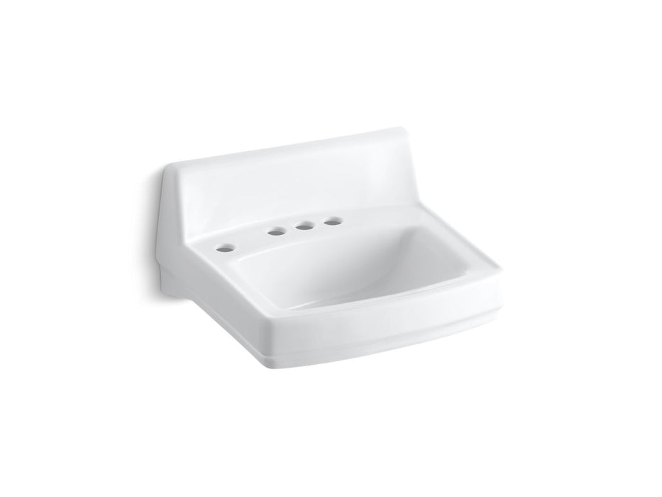 KOHLER K-2032-L Greenwich 20-3/4" x 18-1/4" wall-mount/concealed arm carrier bathroom sink with 4" centerset faucet holes and left-hand soap dispenser hole