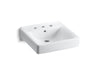 KOHLER K-2053 Soho 20" x 18" wall-mount/concealed arm carrier bathroom sink with 8" widespread faucet holes, white
