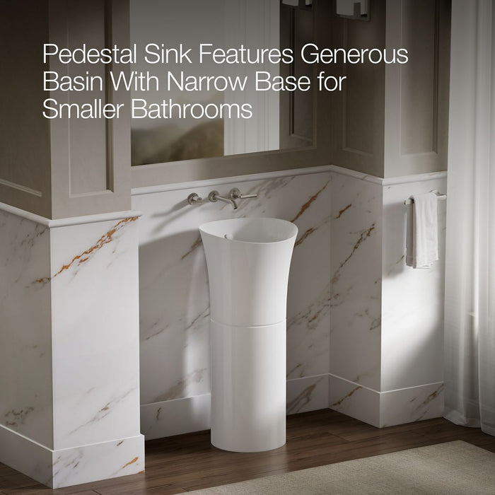KOHLER K-20701 Veil 16" round pedestal bathroom sink, white - view 4
