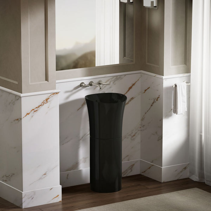 KOHLER K-20703 Veil 16" round vessel bathroom sink or pedestal sink basin, black black - view 3