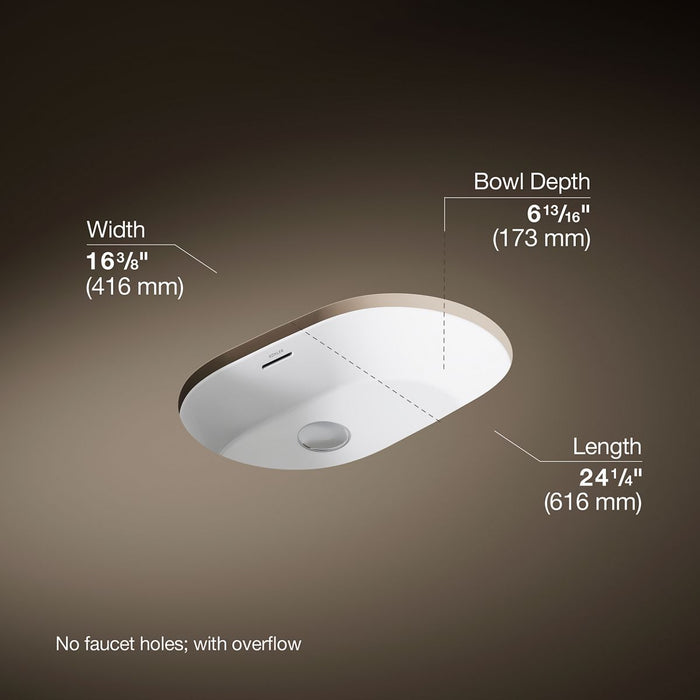 KOHLER K-21057-0 K-21057 Brazn 24-1/4" Oval Undermount Bathroom Sink