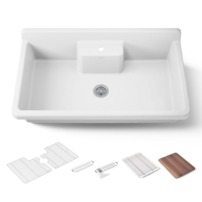 KOHLER K-21103-1HP5 Farmstead 45" top-/wall-mount single-bowl workstation farmhouse kitchen sink