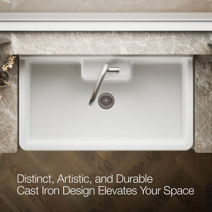KOHLER K-21103-1HW Farmstead 45" top-/wall-mount single-bowl workstation farmhouse kitchen sink