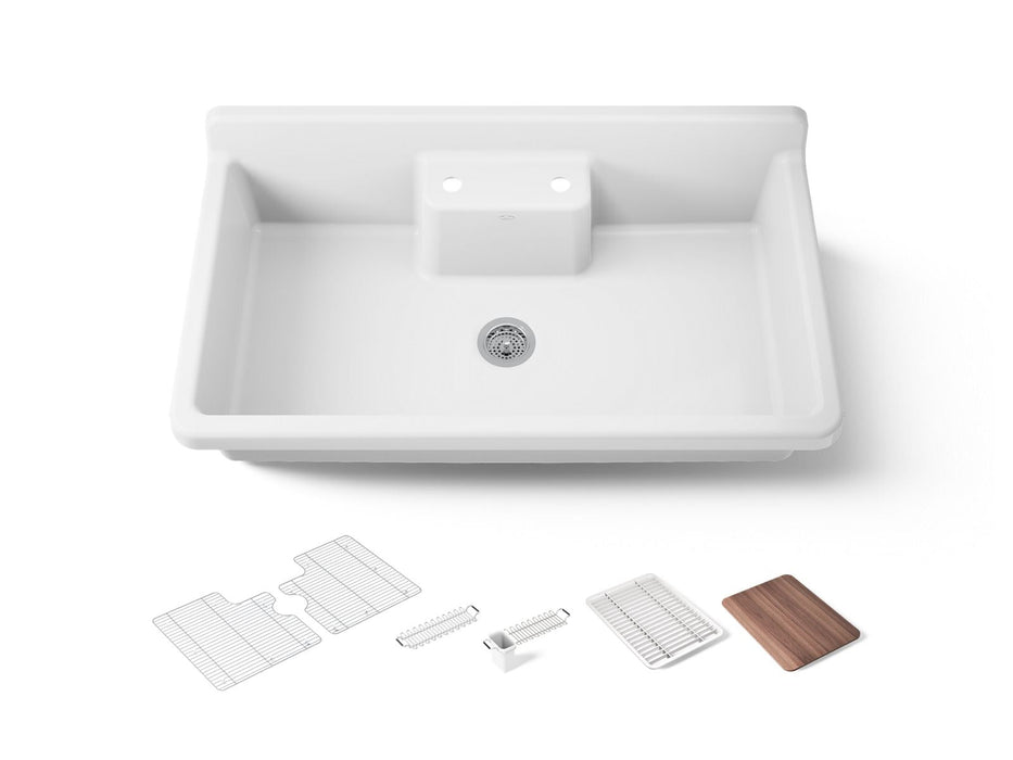 KOHLER K-21103-2HP5 Farmstead 45" top-/wall-mount single-bowl workstation farmhouse kitchen sink