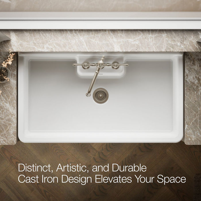 KOHLER K-21103-3HP5 Farmstead 45" top-/wall-mount single-bowl workstation farmhouse kitchen sink