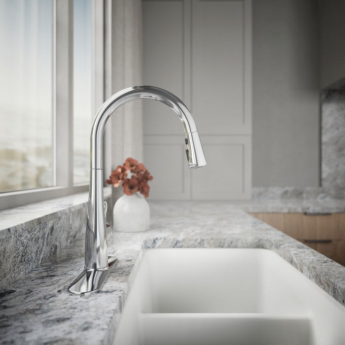 KOHLER K-22036 Simplice Touchless pull-down kitchen sink faucet with three-function sprayhead