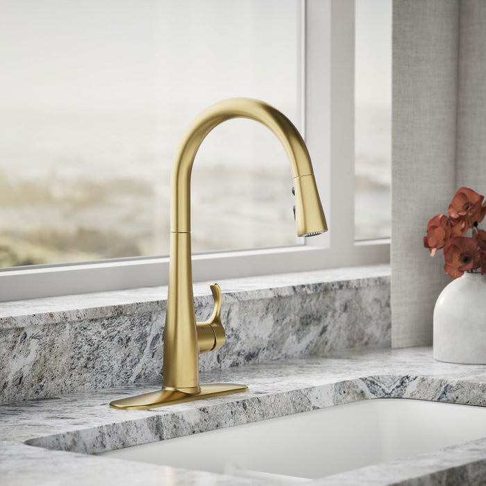 KOHLER K-22036 Simplice Touchless pull-down kitchen sink faucet with three-function sprayhead