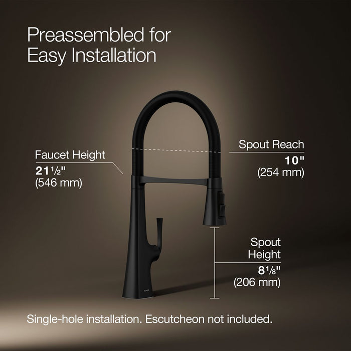 KOHLER K-22061 Graze Semi-professional kitchen sink faucet with three-function sprayhead