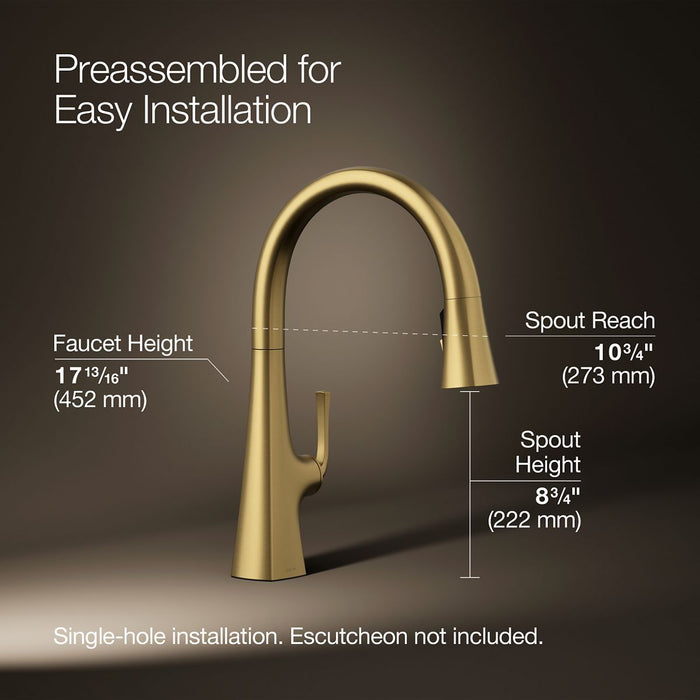 KOHLER K-22062 Graze Pull-down kitchen sink faucet with three-function sprayhead