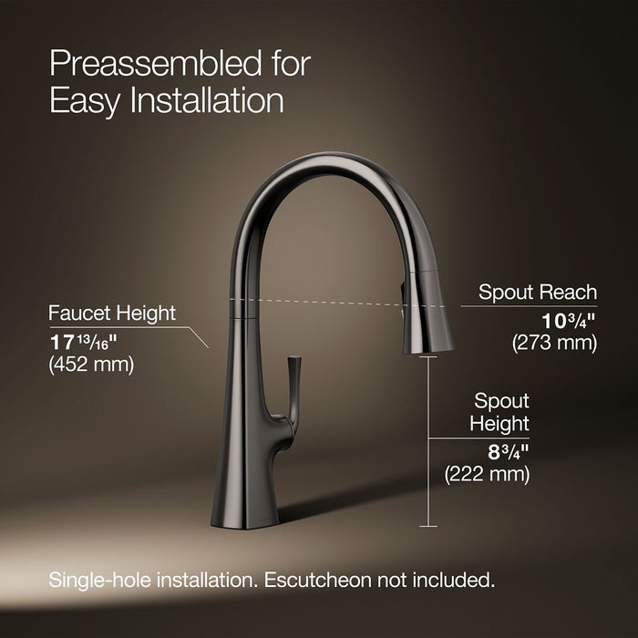 KOHLER K-22062 Graze Pull-down kitchen sink faucet with three-function sprayhead
