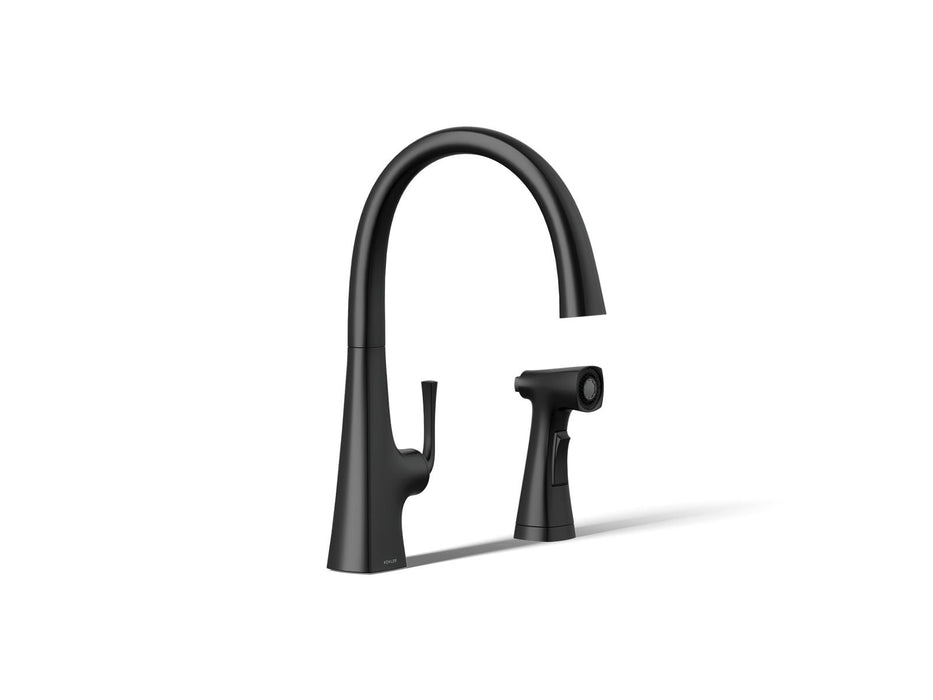 KOHLER K-22064 Graze Single-handle kitchen sink faucet with two-function side sprayer