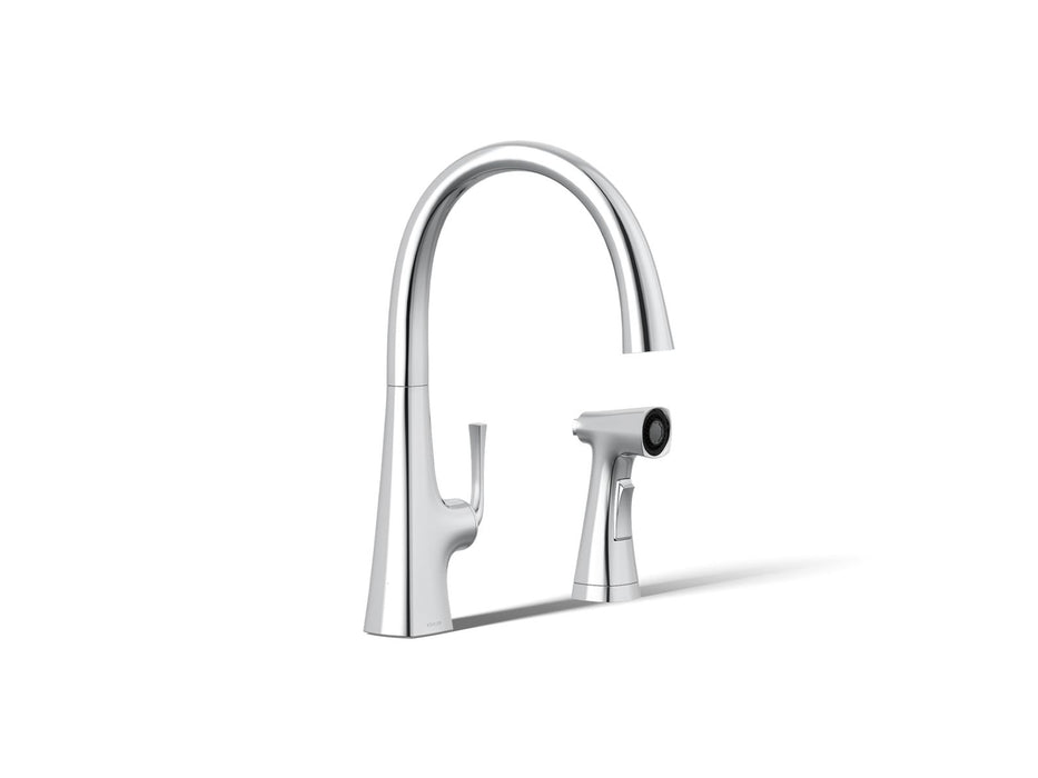 KOHLER K-22064 Graze Single-handle kitchen sink faucet with two-function side sprayer