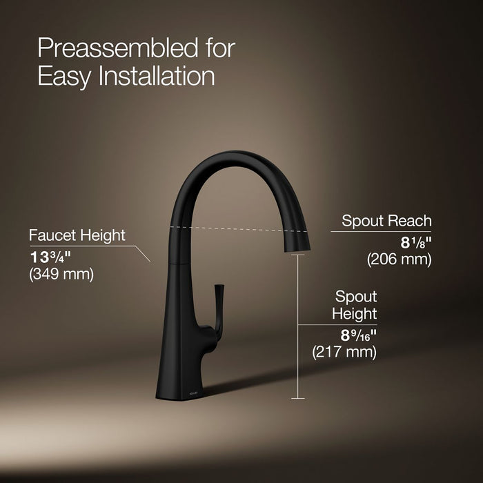 KOHLER K-22065 Graze Single-handle bar sink faucet, matte black - view 4