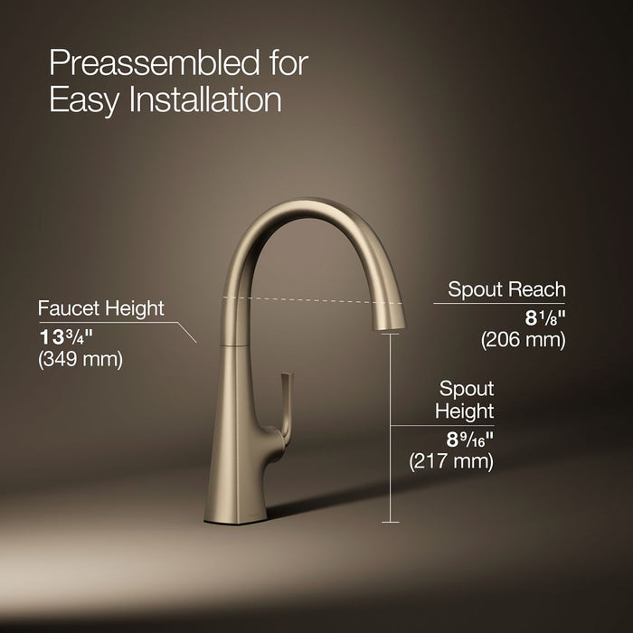 KOHLER K-22065 Graze Single-handle bar sink faucet, vibrant brushed bronze - view 5