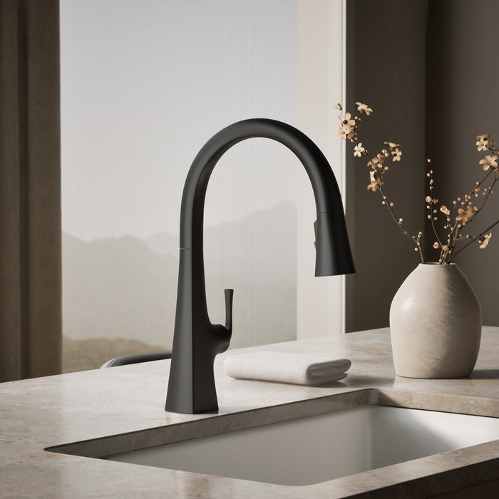 KOHLER K-22068 Graze Touchless pull-down kitchen sink faucet with three-function sprayhead