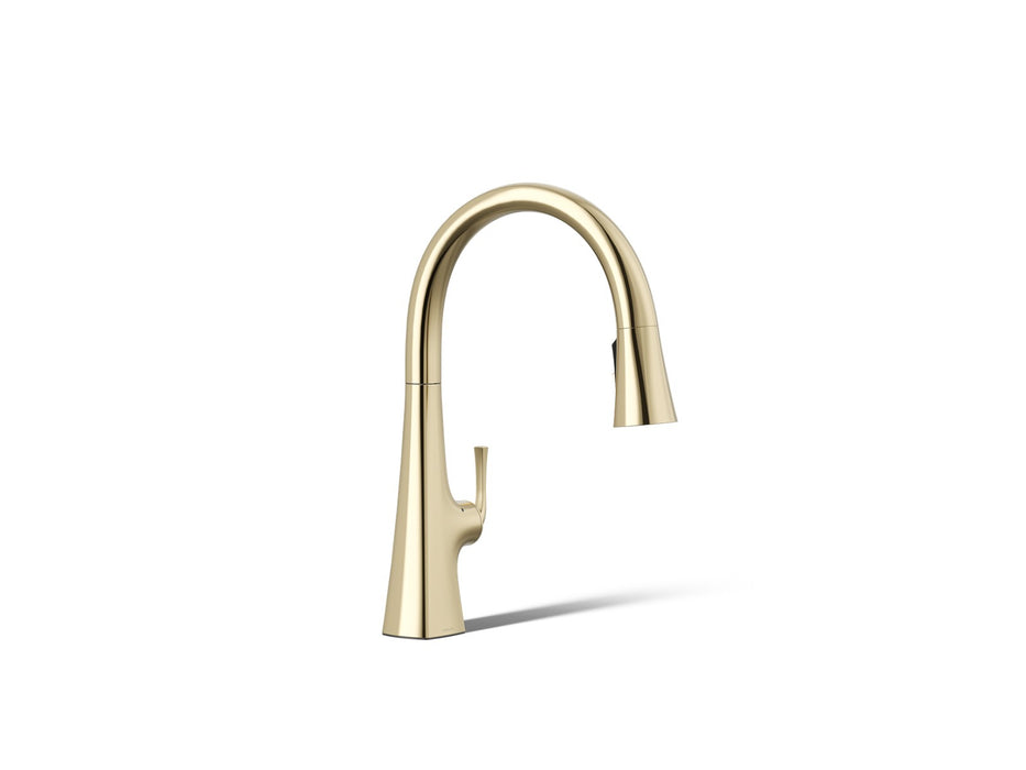 KOHLER K-22068 Graze Touchless pull-down kitchen sink faucet with three-function sprayhead