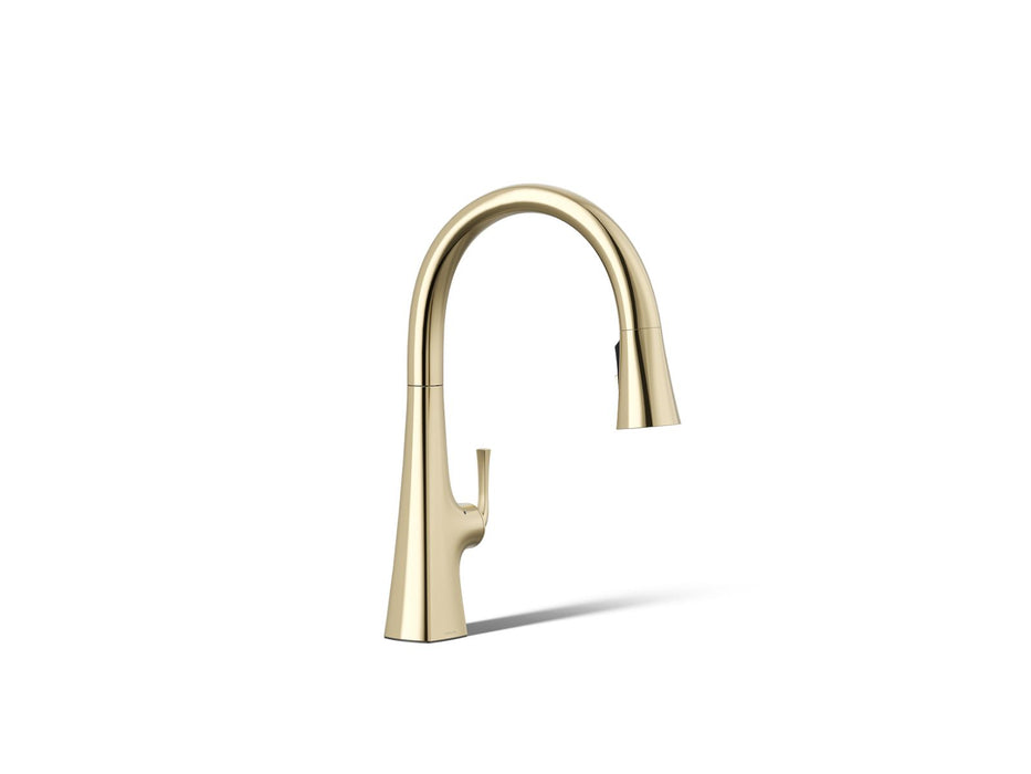 KOHLER K-22068-WB Graze Touchless pull-down kitchen sink faucet with KOHLER Konnect and three-function sprayhead