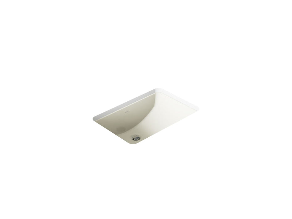 KOHLER K-2214-G Ladena 21" rectangular undermount bathroom sink with glazed underside, no overflow