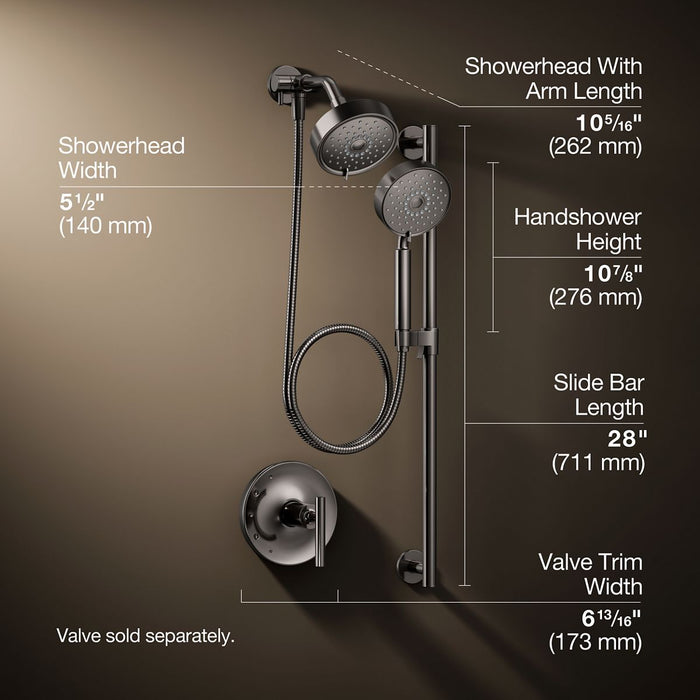 3/4 view of product with dimensions