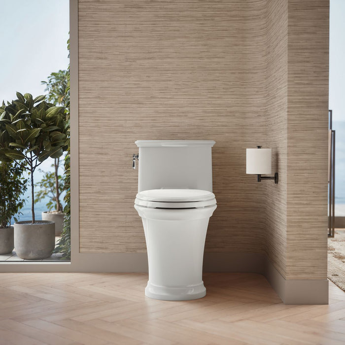KOHLER K-22695 Harken One-piece compact elongated toilet with skirted trapway, 1.28 gpf