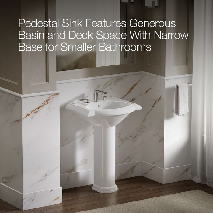 KOHLER K-2286-8 Devonshire 24-1/4" rectangular pedestal bathroom sink