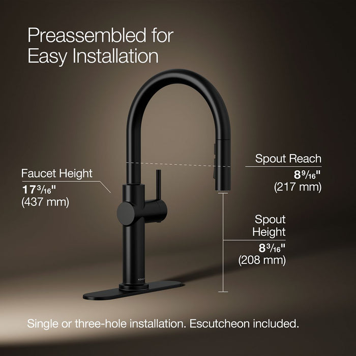 KOHLER K-22972 Crue Pull-down kitchen sink faucet with three-function sprayhead