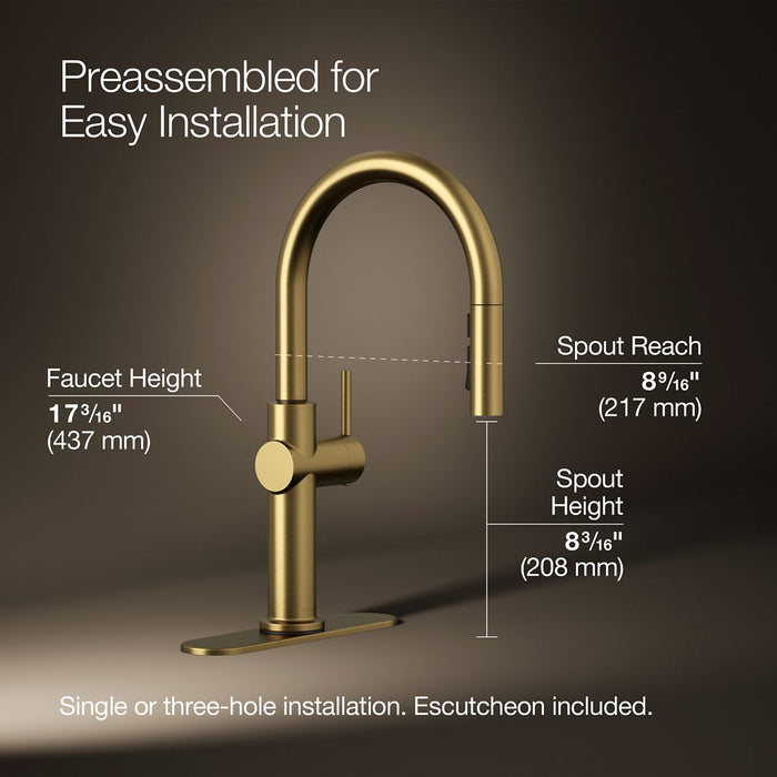 KOHLER K-22972 Crue Pull-down kitchen sink faucet with three-function sprayhead