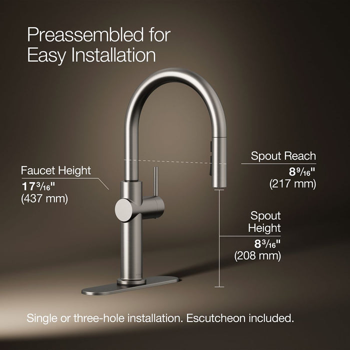 KOHLER K-22972 Crue Pull-down kitchen sink faucet with three-function sprayhead