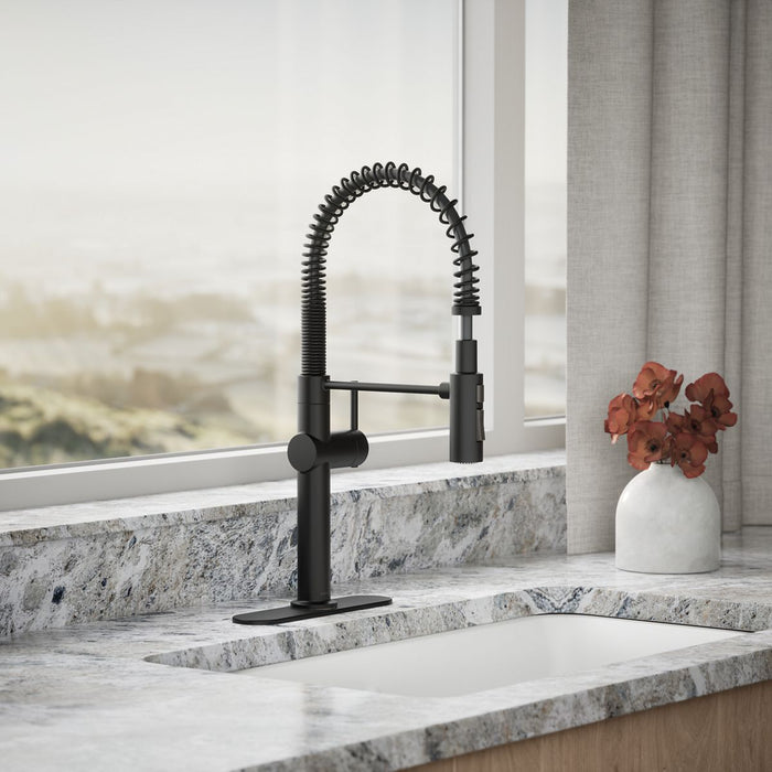 KOHLER K-22973 Crue Semi-professional kitchen sink faucet with three-function sprayhead, matte black - view 3