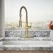 KOHLER K-22973 Crue Semi-professional kitchen sink faucet with three-function sprayhead, vibrant brushed moderne brass -...