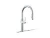 KOHLER K-22974-RT2 Crue Touchless Pull-down Kitchen Sink Faucet with Three-function Sprayhead, Polished Chrome - 3/4 view of 