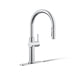 KOHLER K-22974-RT2 Crue Touchless Pull-down Kitchen Sink Faucet with Three-function Sprayhead, Polished Chrome - 3/4 view of 