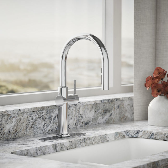 KOHLER K-22974-RT2 Crue Touchless Pull-down Kitchen Sink Faucet with Three-function Sprayhead, Polished Chrome - Shows close 