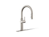 KOHLER K-22974-RT2 Crue Touchless Pull-down Kitchen Sink Faucet with Three-function Sprayhead, Vibrant Stainless - 3/4 view o