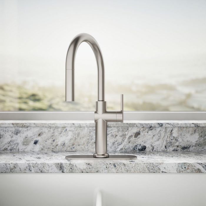 KOHLER K-22974-RT2 Crue Touchless Pull-down Kitchen Sink Faucet with Three-function Sprayhead, Vibrant Stainless - image focu