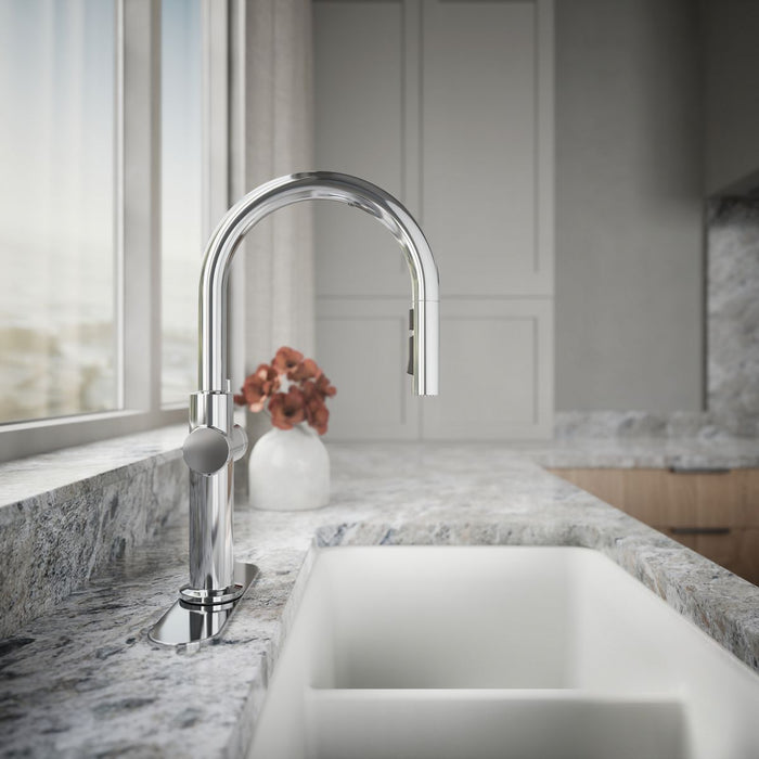 KOHLER K-22974 Crue Touchless pull-down kitchen sink faucet with three-function sprayhead