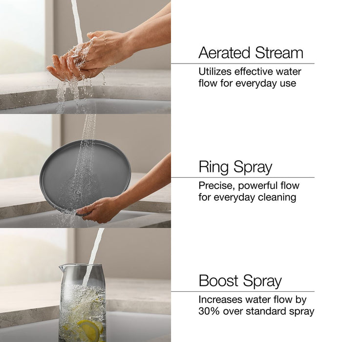 KOHLER K-22974-WB Crue Touchless pull-down kitchen sink faucet with KOHLER Konnect and three-function sprayhead