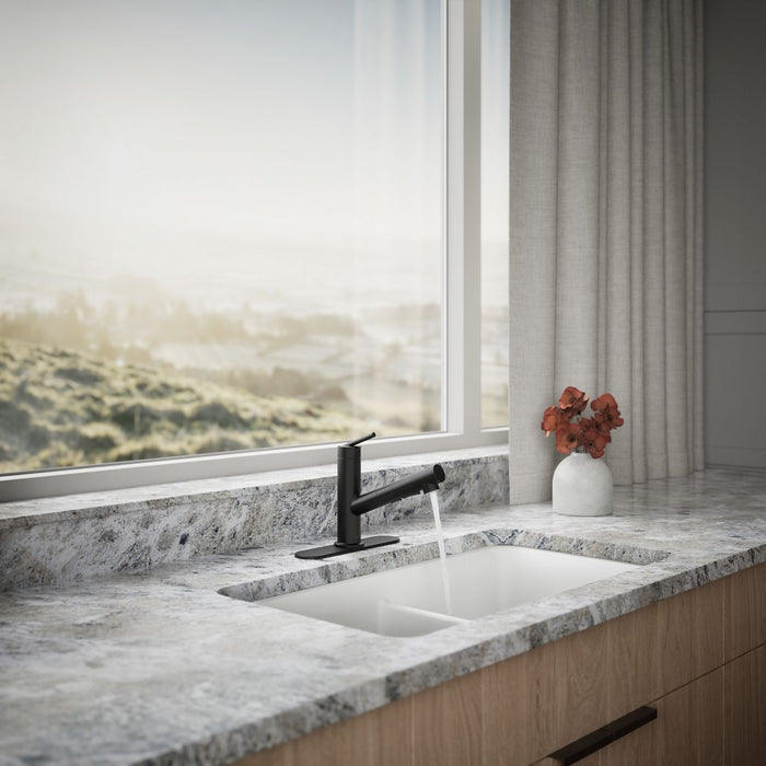KOHLER K-22976 Crue Pull-out kitchen sink faucet with three-function sprayhead