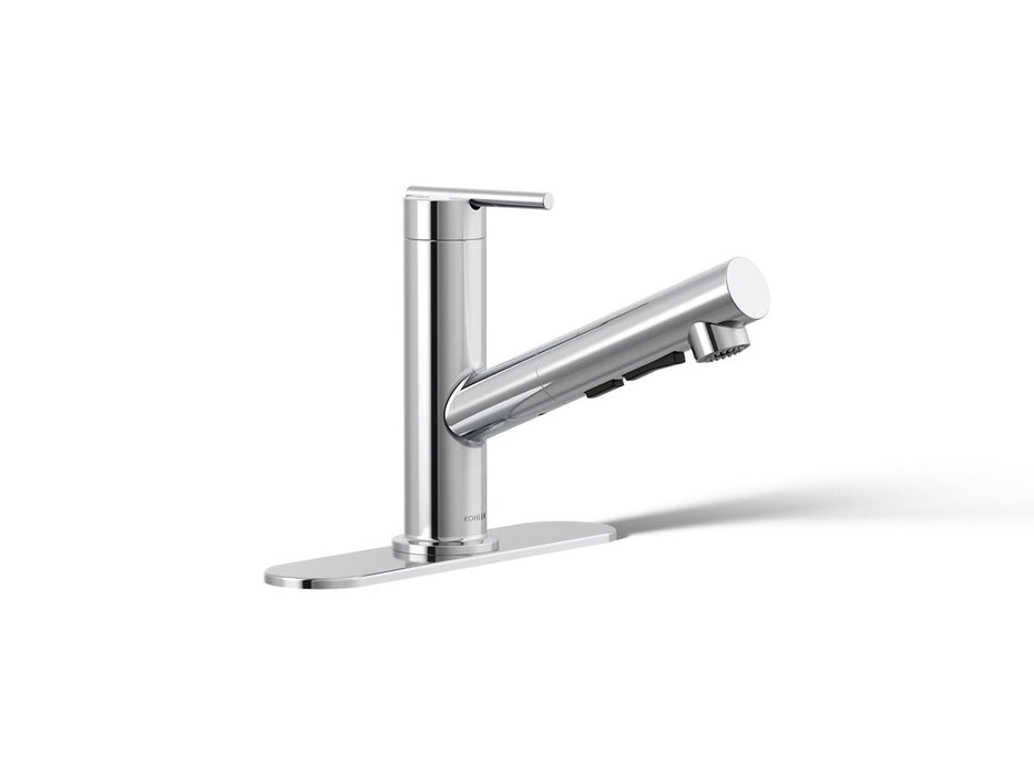 KOHLER K-22976 Crue Pull-out kitchen sink faucet with three-function sprayhead