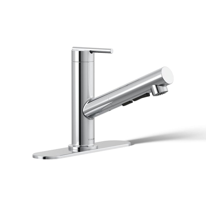 KOHLER K-22976 Crue Pull-out kitchen sink faucet with three-function sprayhead