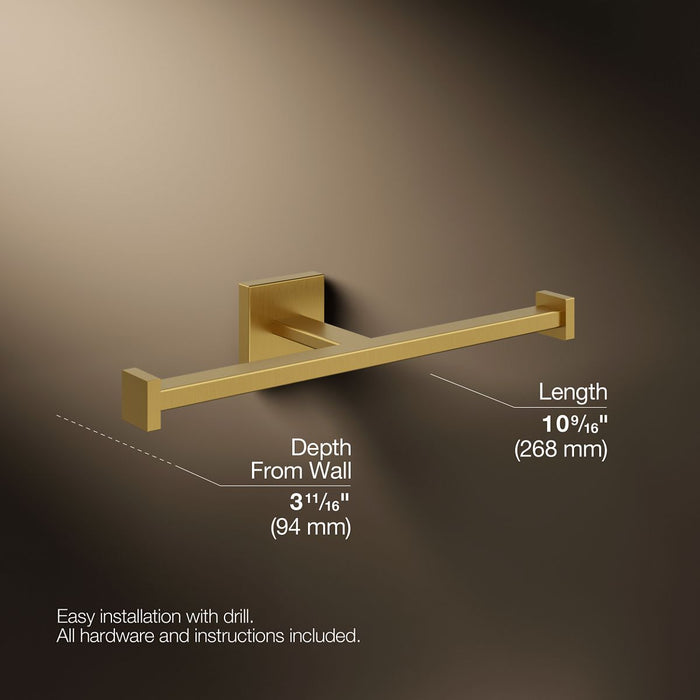 KOHLER K-23288 Square Double toilet paper holder, vibrant brushed moderne brass - view 5