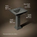 3/4 view of product with dimensions