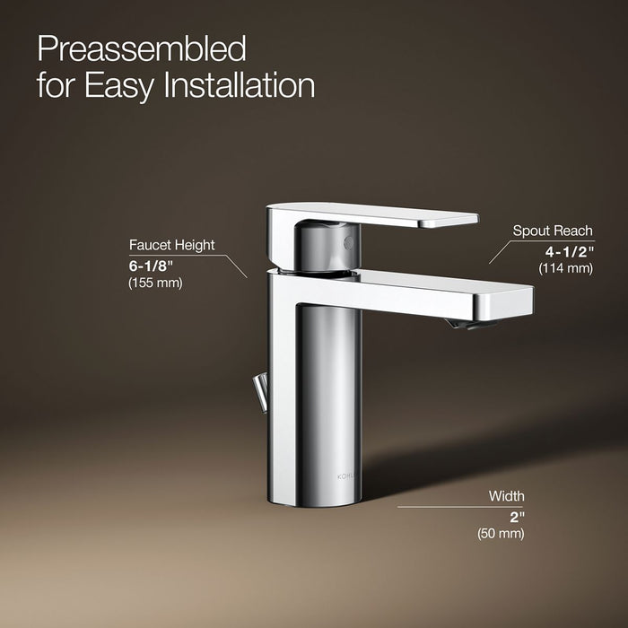 KOHLER K-23472-4N Parallel Single-handle bathroom sink faucet, 0.5 gpm